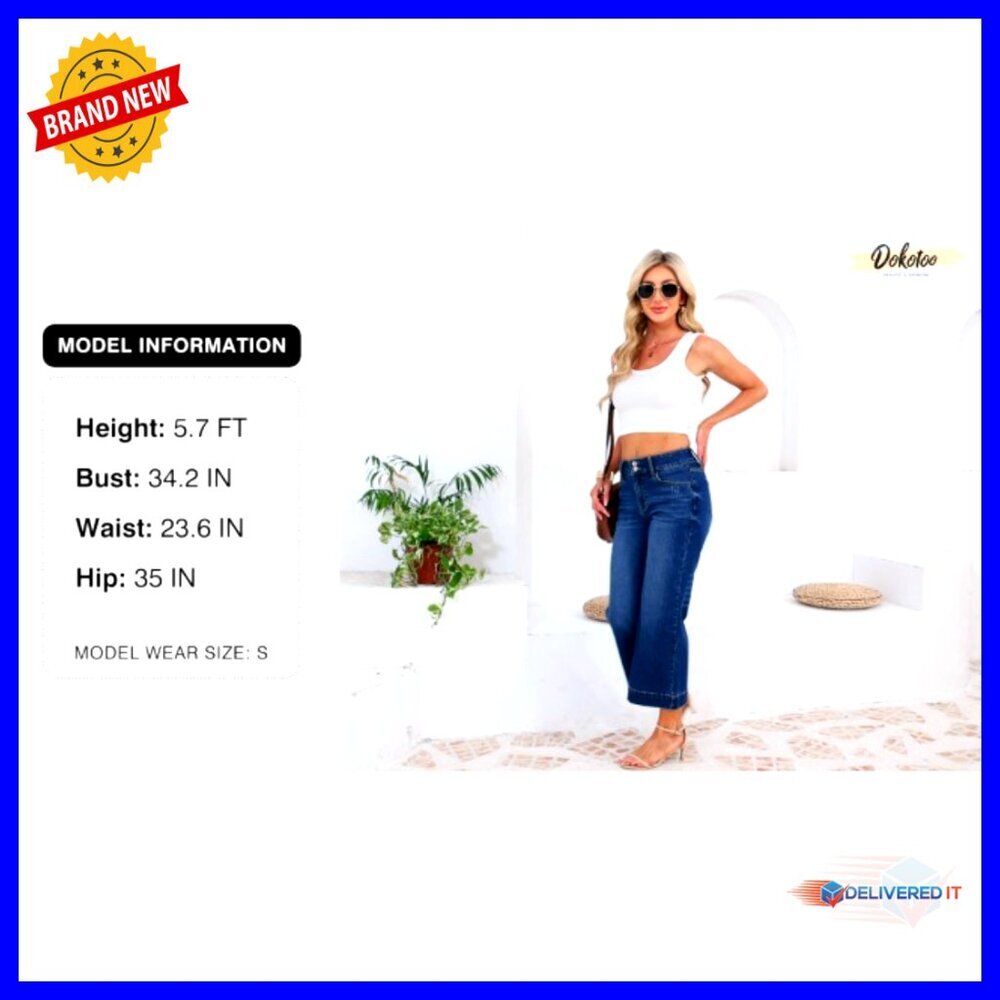High Waisted Wide Leg Baggy Jeans Stretch Denim Pants Y2K Chic - Picture 7 of 7